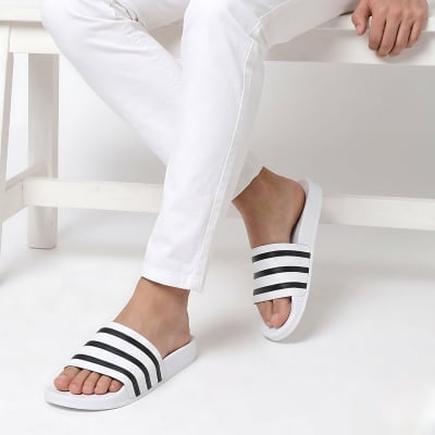 Picture of Lightweight Men’s Striped Slide Sandals - Ivory White  