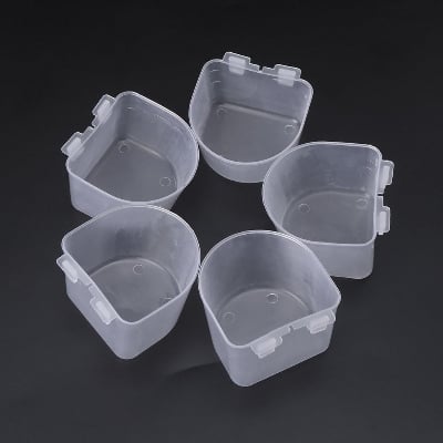 Picture of 5 pcs Bird Feeder Flat Bottom Feeding Cup Hanging Drink Food Bowl Birds Supplies