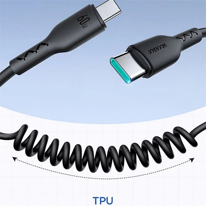 Picture of JOYROOM SA38-CC3 60W Coiled Fast Charging Data Cable for Car (Type-C to Type-C/PD)