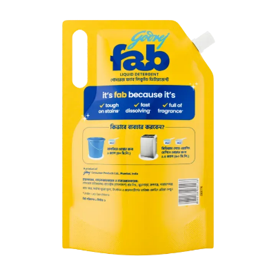 Picture of Fab Liquid Detergent Pouch for Machine & Hand Wash - 1 LTR