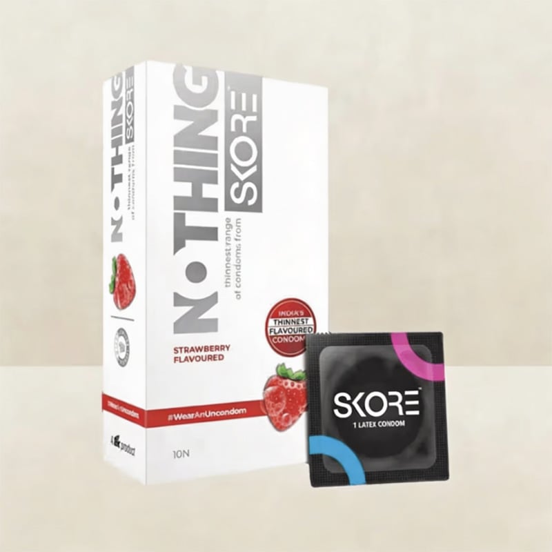 Picture of Skore Nothing Thinnest Strawberry Flavored Condoms 10pcs Pack