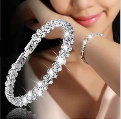 Picture of Women Fashion Roman Style Zircon Crystal Bracelet Bangles  for Gifts