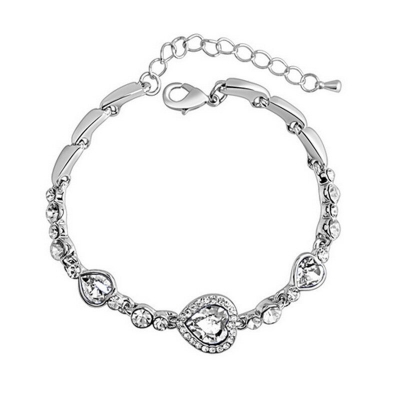 Picture of Ladies Bracelet Women Bracelet Rhinestone Embedded Leaf Charm Elegant Classic Adjustable Blue Fashion Jewelry
