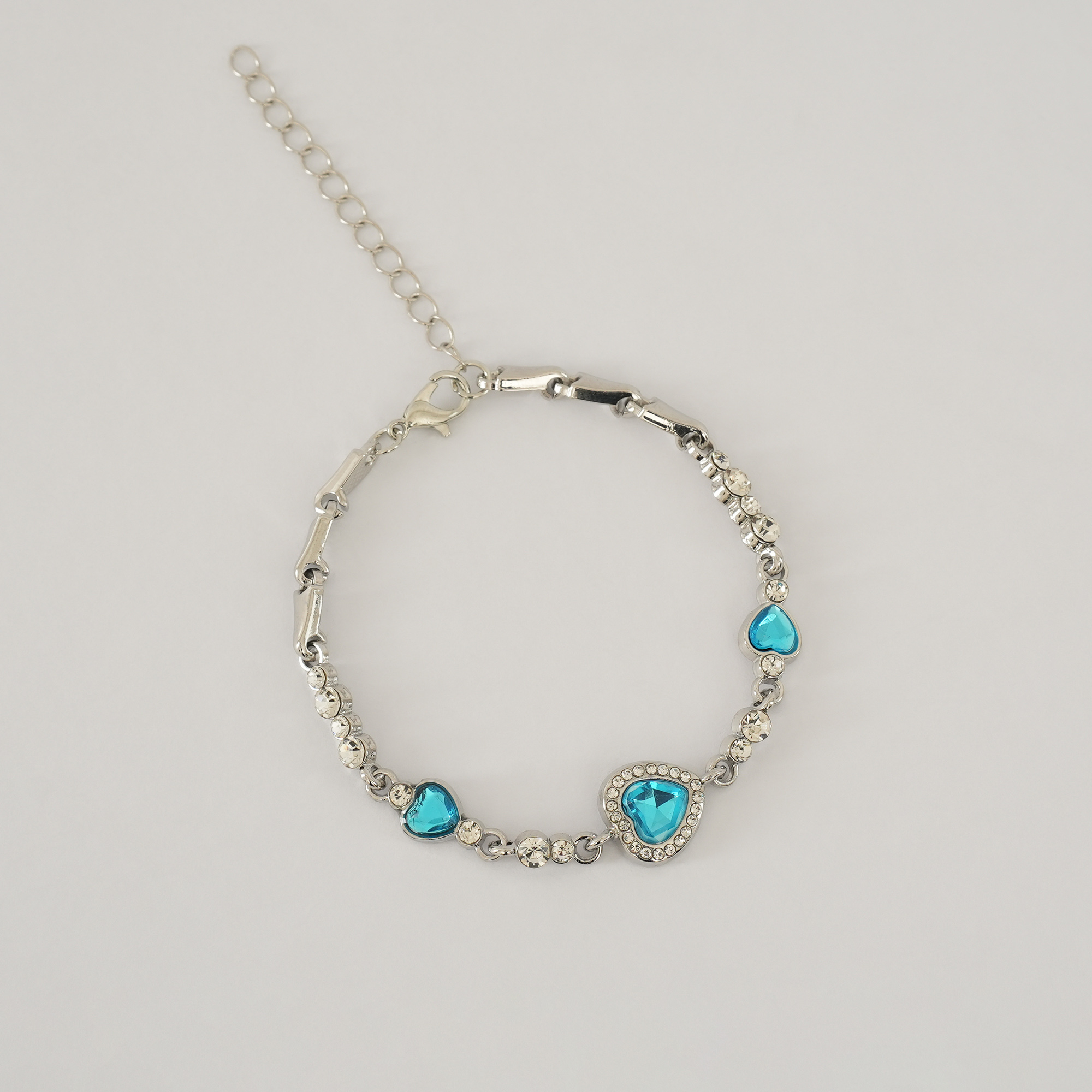 Picture of Ladies Bracelet Women Bracelet Rhinestone Embedded Leaf Charm Elegant Classic Adjustable Blue Fashion Jewelry