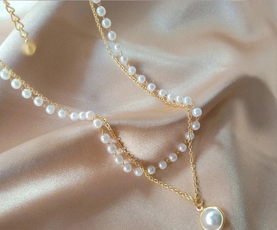 Picture of Fashion Beaded Pearl Necklace For Women Kpop Crystal Pendant Charm Pearls Choker Bead Necklaces Jewelry - Breslet For Women