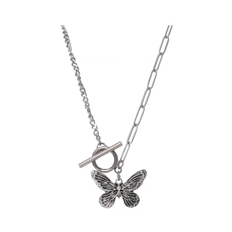 Picture of Goth Harajuku Butterfly Pearl Beads Pendant Chain Choker Necklace For Women Egilr Friends Punk Animal Trendy Jewelry Gifts - Necklace For Girls