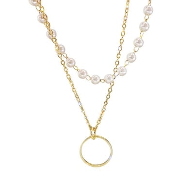 Picture of Fashion Beaded Pearl Necklace For Women Kpop Crystal Pendant Charm Pearls Choker Bead Necklaces Jewelry