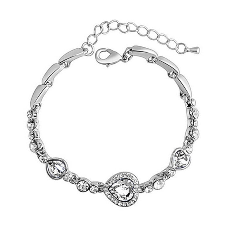 Picture of Fashion Heart Of The Ocean Sea Crystal Bracelets Classic Blue Rhinestone Heart Charmss Bracelet Women Jewelry Gifts