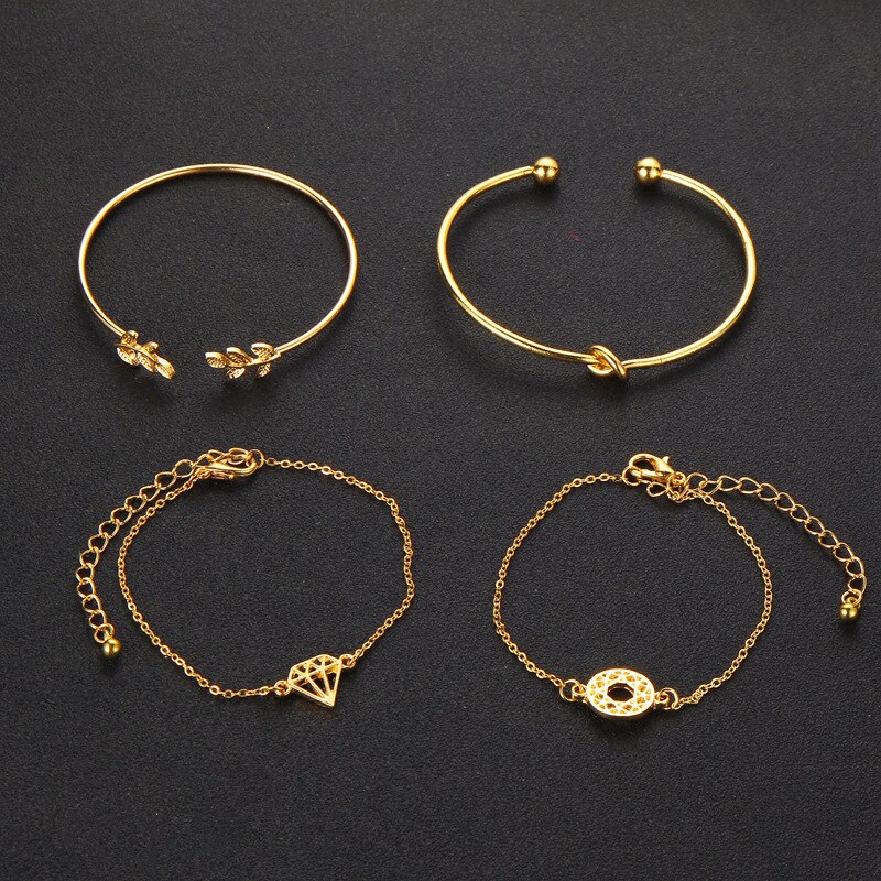 Picture of 4Pieces/Set Rose Plated Chain Bracelet Women Simple Design Chain Bracelet - Bracelet