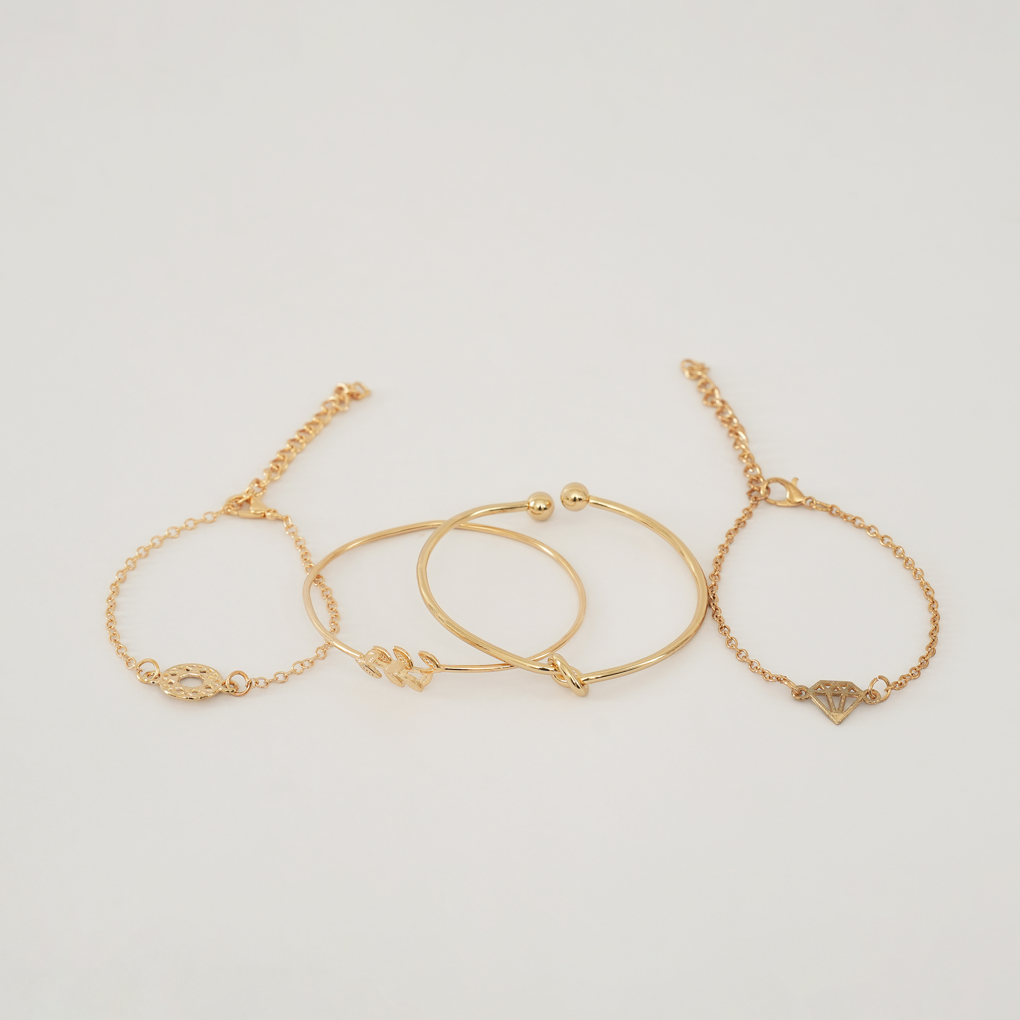 Picture of 4Pieces/Set Rose Plated Chain Bracelet Women Simple Design Chain Bracelet - Bracelet