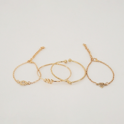 Picture of 4Pieces/Set Rose Plated Chain Bracelet Women Simple Design Chain Bracelet - Bracelet
