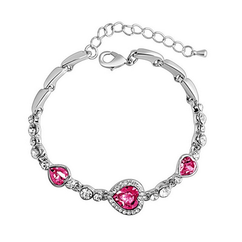 Picture of Titanic Heart of Ocean Bracelets for Women Peach Heart Blue Crystal Zircon Bracelets Female Wedding Engagement Jewelry
