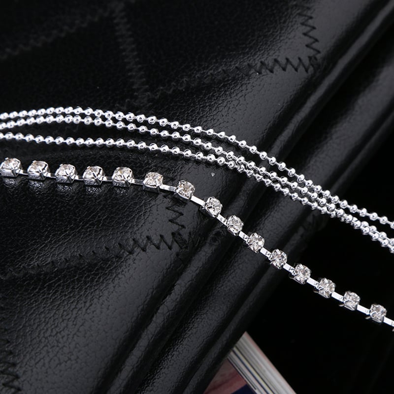 Picture of New Fashion Crystal Zircon 3 Rows Beads  Anklet Ankle Chain Rhinestones Foot Jewelry Crystal Leg anklet
