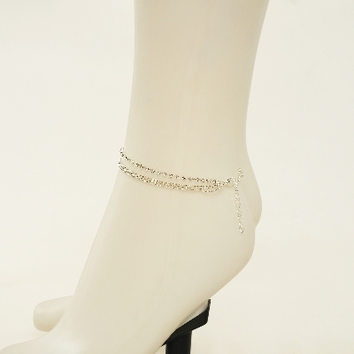 Picture of New Fashion Crystal Zircon 3 Rows Beads  Anklet Ankle Chain Rhinestones Foot Jewelry Crystal Leg anklet