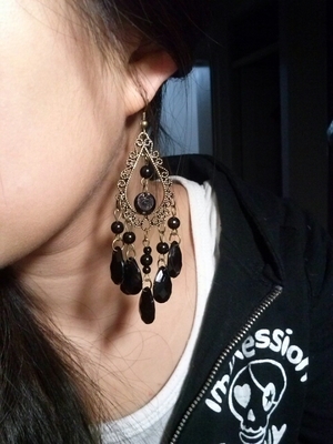 Picture of Retro Fashion Hollow Tassel Earrings Boho Long Big Hanging Luxury Vintage Big Black Water Drop Earring With Stone For Women - Ear Ring - কানের দুল - Earrings For Girls