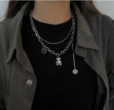 Picture of New Fashion Shiny  Necklace Ladies Exquisite Double Layer  Chain Necklace Jewelry for Ladies Gift