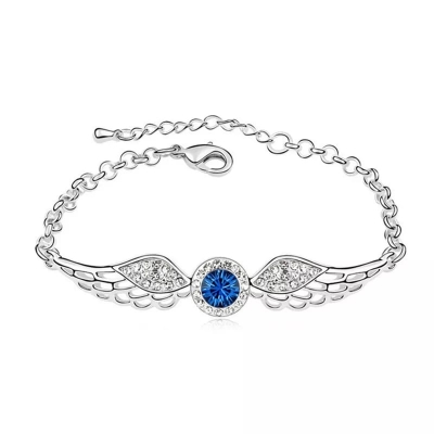 Picture of Pretty Bracelet For Women Birthday Valentine's Day Gift Angel Wing Heart blue  Fine Jewelry