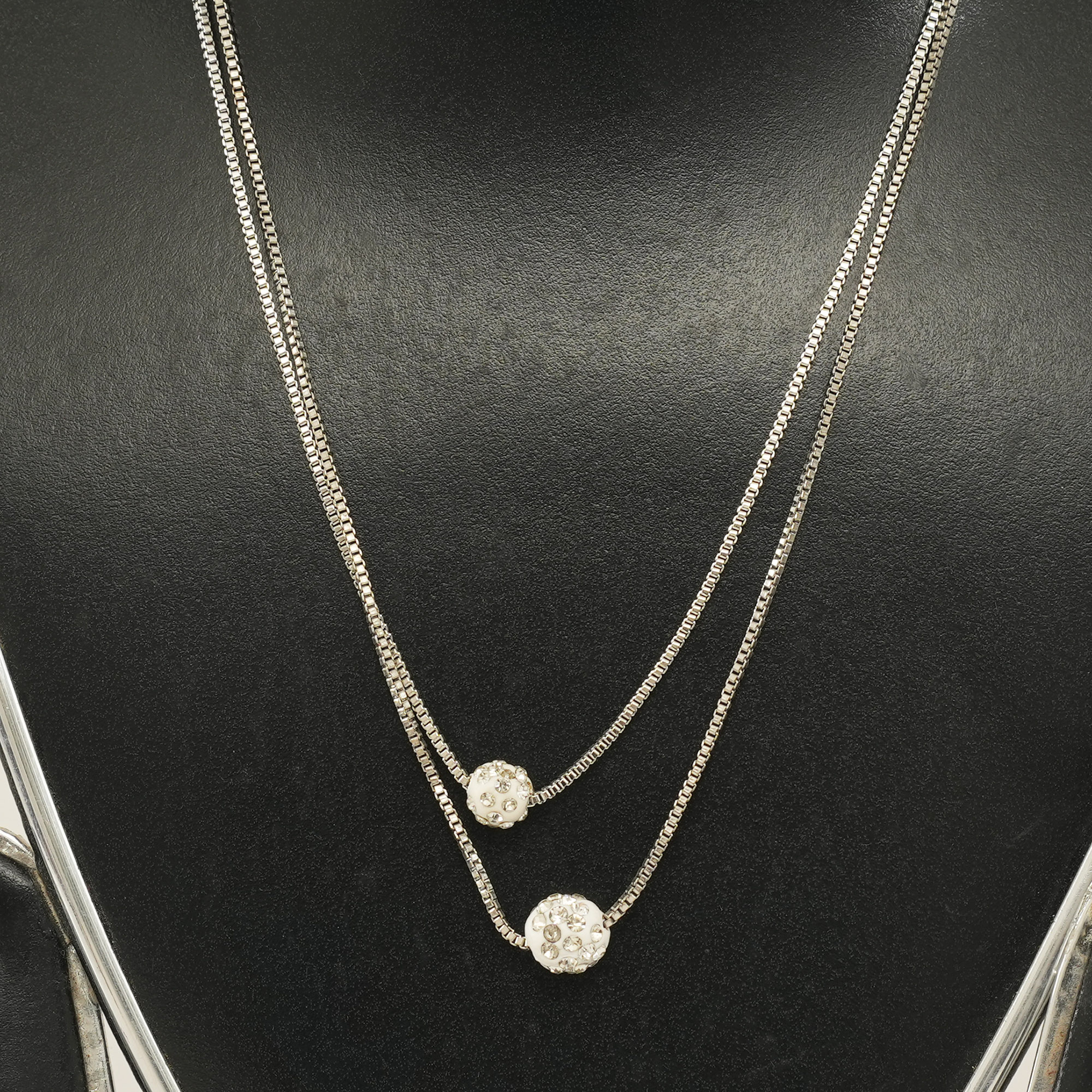 Picture of Double Layer Shiny  Zirconia Crystal Lucky Ball Pendant Necklace For Women