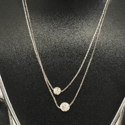Picture of Double Layer Shiny  Zirconia Crystal Lucky Ball Pendant Necklace For Women