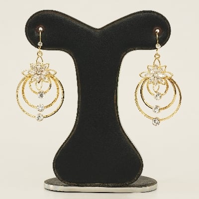 Picture of 2022 New Fashion Fine Crystal Flowers Drop Earrings Joker Multilayer Geometric Circular Atmosphere Women Dangle Earrings - Ear Ring