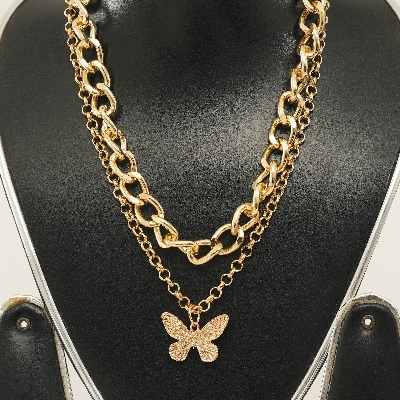 Picture of Vintage Multilayer Pendant Butterfly Necklace For Women  Fashion Chunky Chain Choker Necklaces