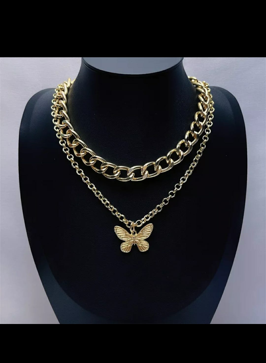 Picture of Vintage Multilayer Pendant Butterfly Necklace For Women  Fashion Chunky Chain Choker Necklaces