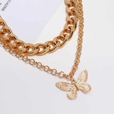 Picture of Vintage Multilayer Pendant Butterfly Necklace For Women  Fashion Chunky Chain Choker Necklaces
