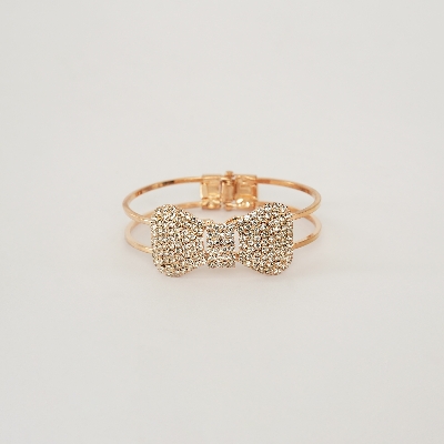 Picture of New Fashion Charm Jewelry Women  Bracelet Chain Crystal Bowknot Cuff Open Bangle ForBrithday Gift