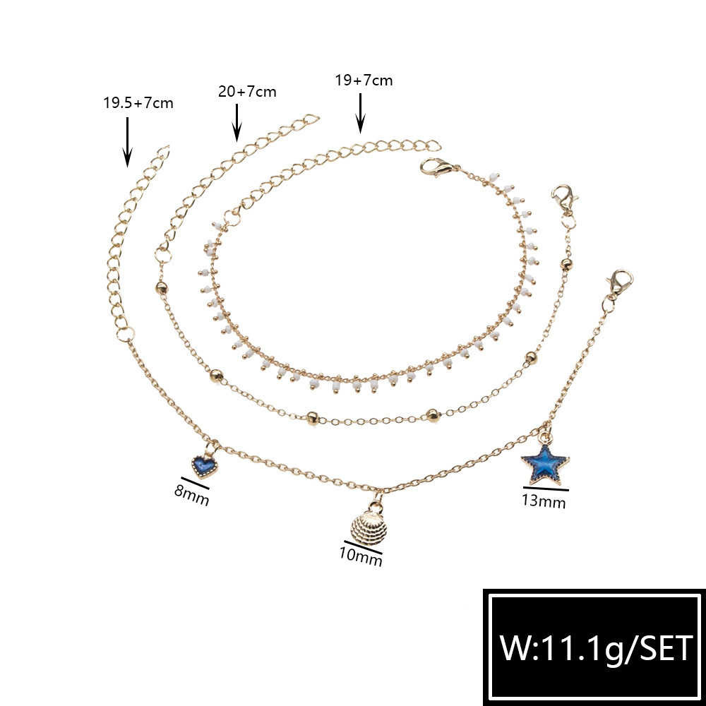 Picture of Bohemian Anklets  For Women Tassel Pentagram Dangle  Foot Jewelry Leg Chain Barefoot Sandals Beach Accessories