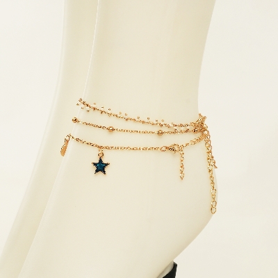 Picture of Bohemian Anklets  For Women Tassel Pentagram Dangle  Foot Jewelry Leg Chain Barefoot Sandals Beach Accessories