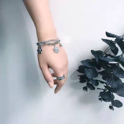 Picture of Flower Bracelet Anklet Woman Layered Bracelets Ladies Round Hollow Fashion Simplicity Chain Punk Silver Color Zinc Alloy Brincos