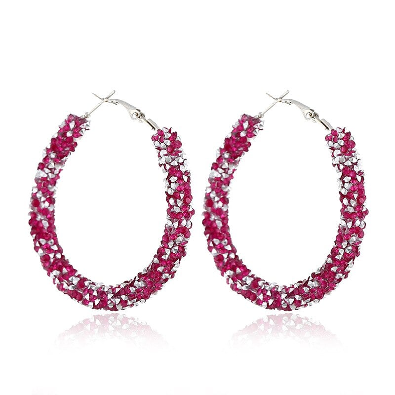 Picture of Round Shiny Rhinestone Drop Earrings for Women Simple Geometric Austrian Crystal Big Earring Jewelry