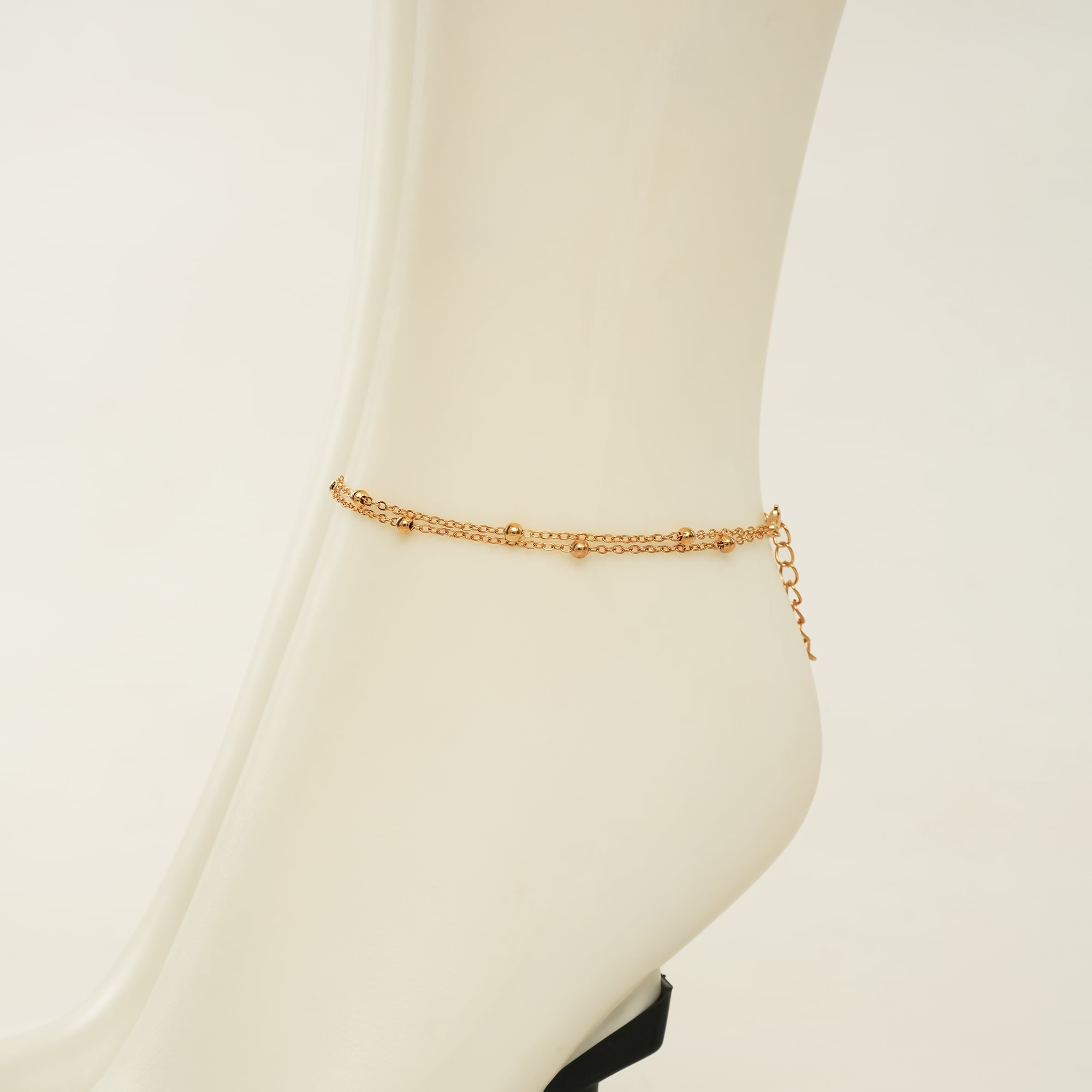 Picture of Women's Fashion Simple Golden Color Transfer Bead Adjustable Foot Chain Jewelry Double-layer Chain Foot Decoration