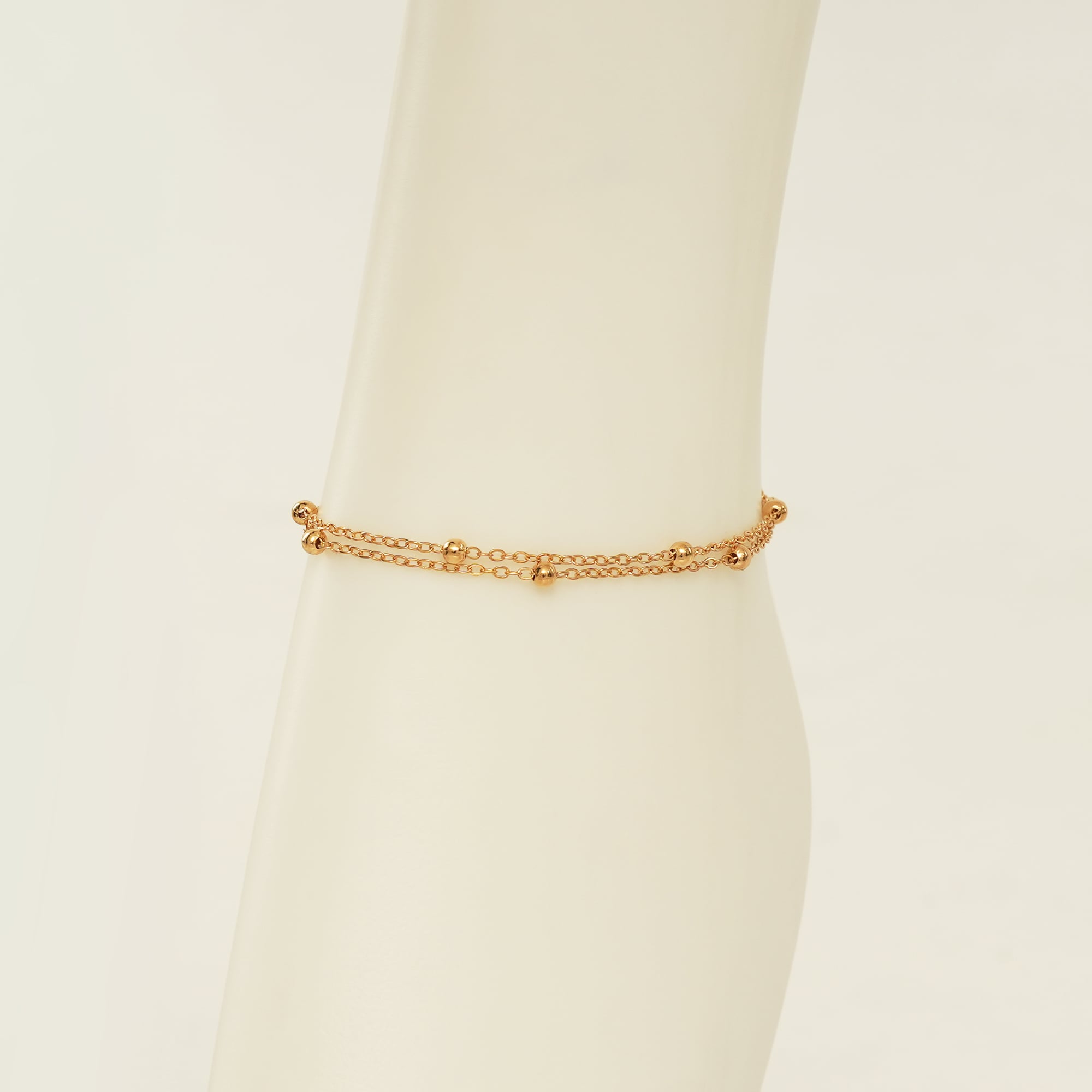 Picture of Women's Fashion Simple Golden Color Transfer Bead Adjustable Foot Chain Jewelry Double-layer Chain Foot Decoration
