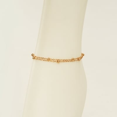 Picture of Women's Fashion Simple Golden Color Transfer Bead Adjustable Foot Chain Jewelry Double-layer Chain Foot Decoration