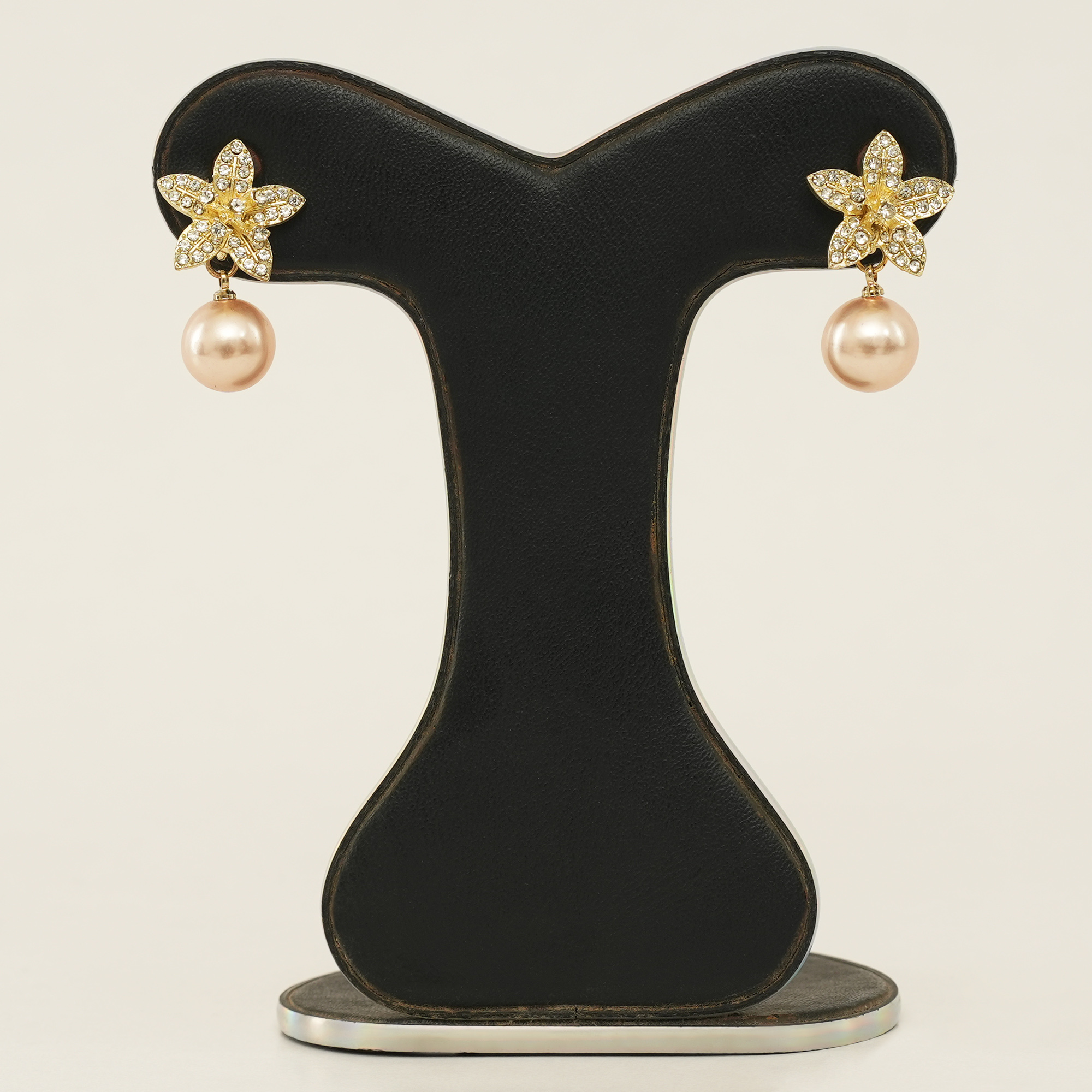 Picture of Rose Gold Flower Dangle Earrings for Women Silver Needle Full Rhinestone Flower Earrings 2022 Korean Fashion Cute Jewelry - Ear Ring