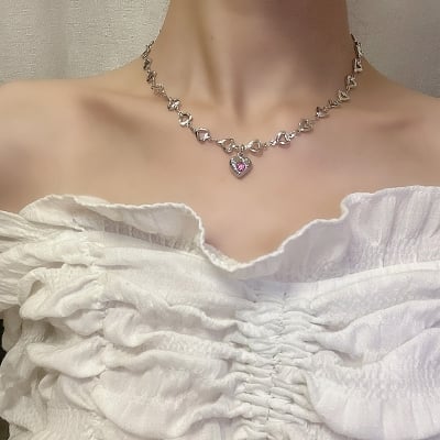 Picture of New Style  Heart Chain Collar Choker Necklaces for Women Girls Korean Sweet Friends Classmate Gifts Collares Collier - Necklace For Girls
