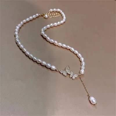 Picture of Sweet Rhinestone Bow Knot Pendant Necklace Elegant Summer Imitation  Choker Necklace For Women Jewelry Gifts