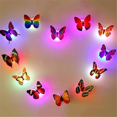 Picture of 5 pieces LED Wall Stickers Colorful Changing Butterfly Glowing Wall Decals Night Light Lamp Home Decor DIY Living Room Wall Sticker- 5 PCS - Wall Sticker - Wall Sticker
