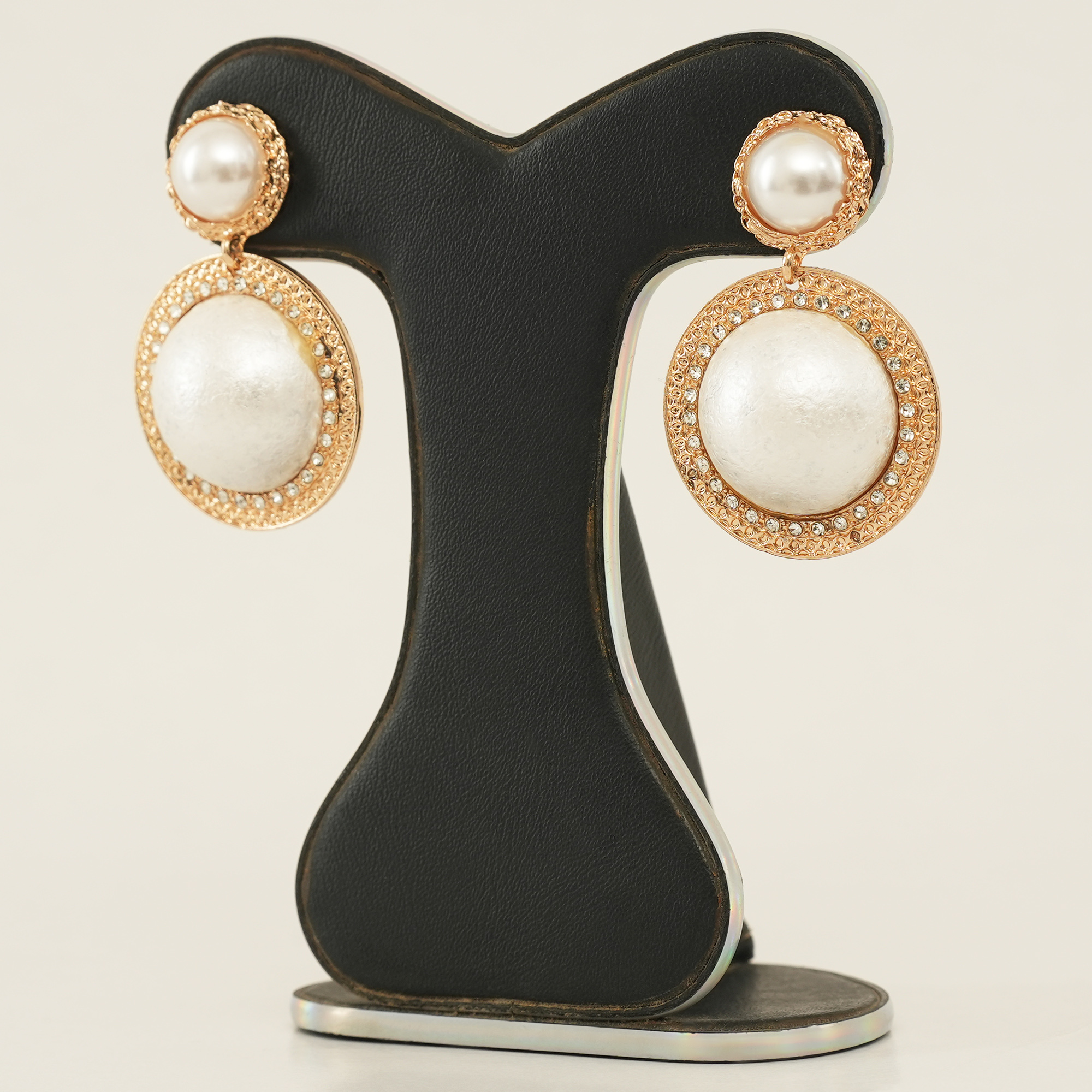 Picture of Korean Graceful Female Jewelry Temperament Simple Rhinestones Imitation Pearl Round Dangle Earrings for Women Girl Accessories - Ear Ring - Ear Ring