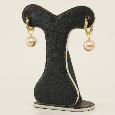 Picture of Korean New Trendy Metal Circle Big Simulated Pearl Ball Drop Earrings For Women Fashion Jewelry - Ear Ring - Ear Ring