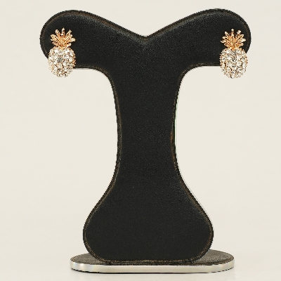 Picture of Pineapple Rhinestone Stud Earrings Fashion Retro Trend Ladies 2022 New Korean Stud Earrings Exquisite Girls Cute Jewelry