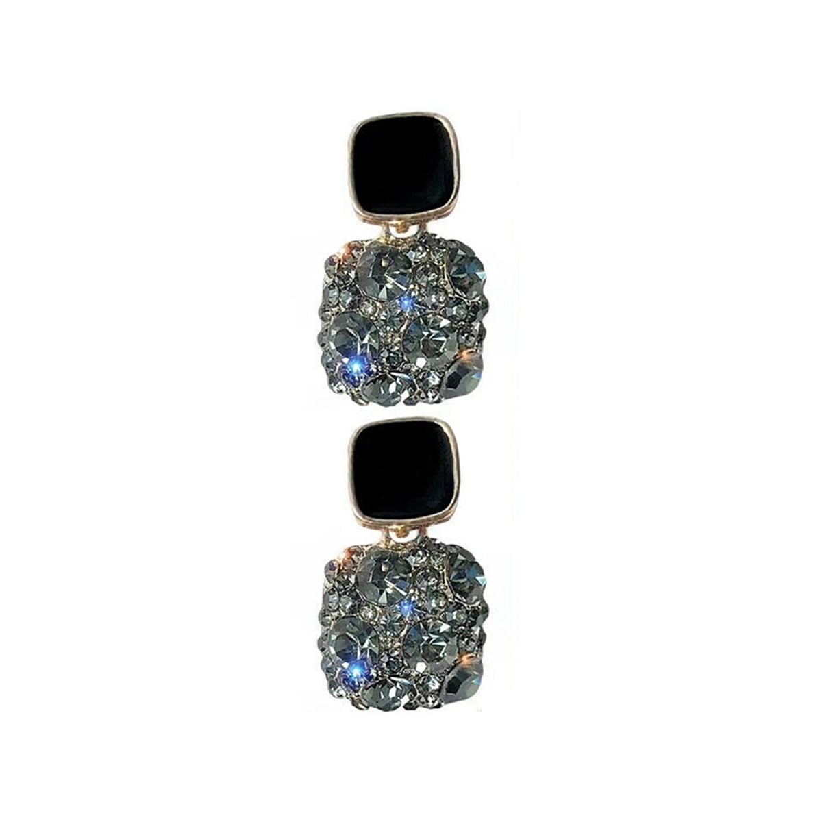 Picture of Luxury Female Crystal Zircon Stone Earrings Purple-Pink-Black-White Fashion Silver Color Jewelry Vintage Double Stud Earrings For Women