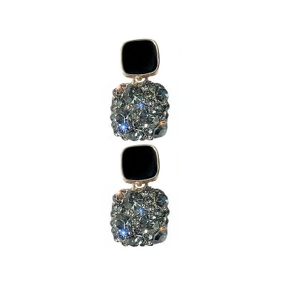 Picture of Luxury Female Crystal Zircon Stone Earrings Purple-Pink-Black-White Fashion Silver Color Jewelry Vintage Double Stud Earrings For Women