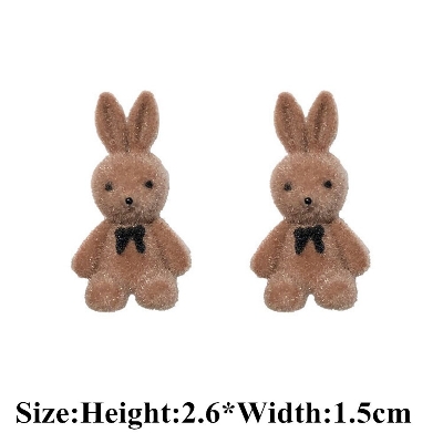 Picture of Angel coffee Color Punk Small Bear Earrings For Women Fashion Cute Flocking Rabbit Ear Studs Tredny Birthday Jewelry Gifts
