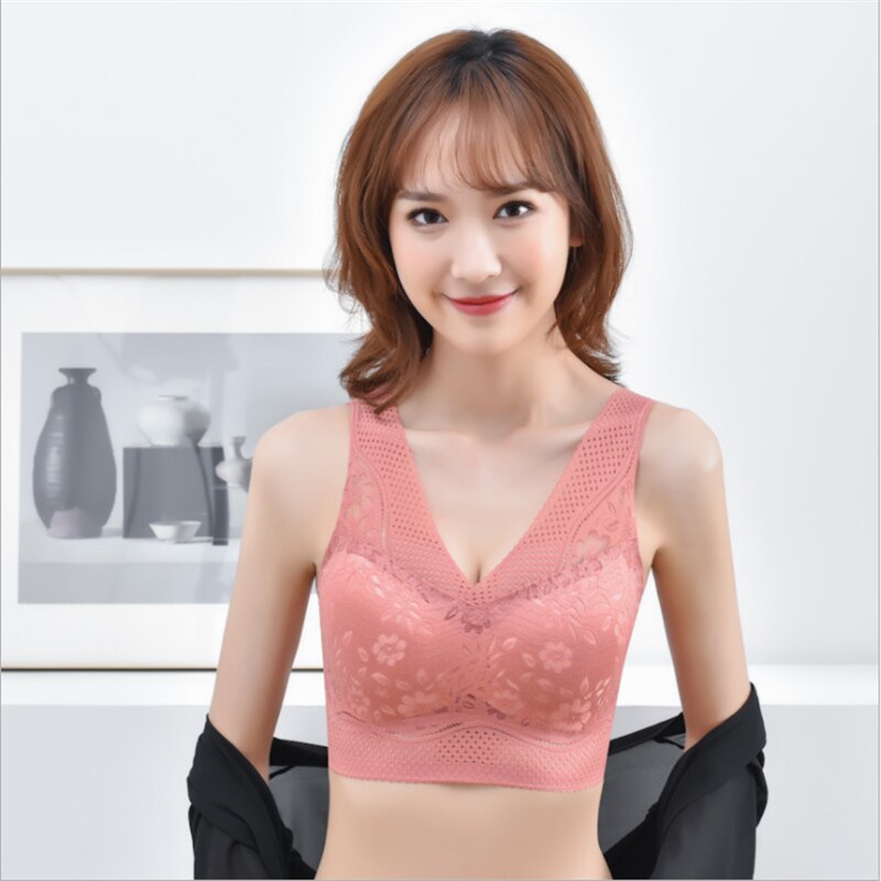 Picture of Seamless Breathable Lace Push Up Bras For Women Sexy Wire Free Top Lingerie V-Neck Bralette - Bra