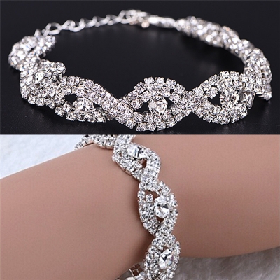 Picture of Women Elegant Luxury Bracelet Ladies Unlimited Rhinestone Wrist Chain Birthday Party Gifts - Bracelet