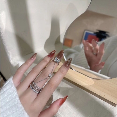Picture of Double Finger Chain Rings Women's Fashion Jewelry Band Rings