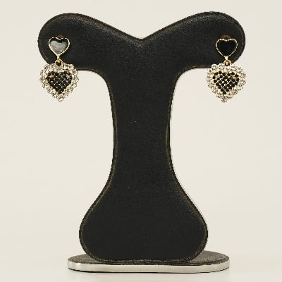 Picture of Earings Fashion Jewelry Sweet And Cute Peach Heart Crystal Tassel Earrings For Women Elegant Glamour Valentines Day Gift