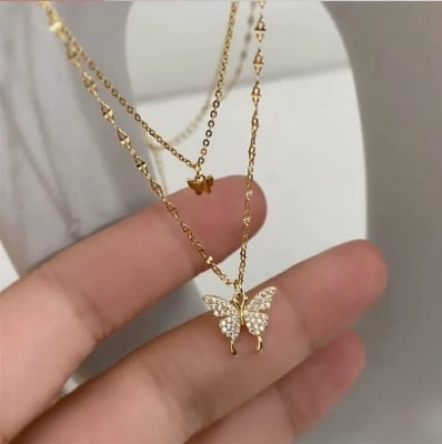 Picture of Double Butterfly Necklace Clavicle Chain